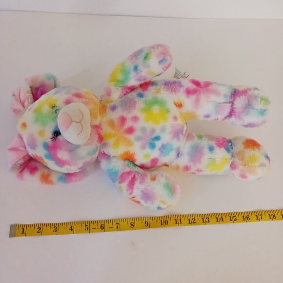Build A Bear Bunny Rabbit Tie Dye 17 Plush Rainbow Pastel Flower Mismatched Eyes - Picture 7 of 8